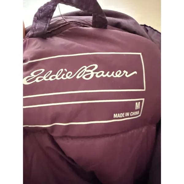Eddie Bauer EB650 Purple Down Puffer Vest Womens Medium Full Zip Quilted Layer - Image 4