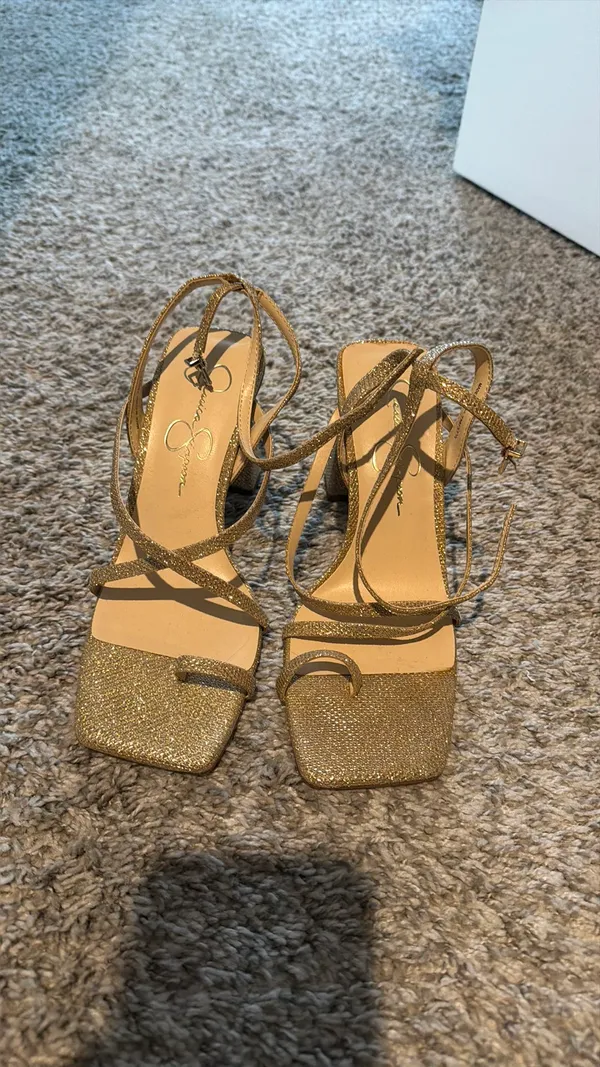 Jessica Simpson Gold Heels Glitter  - Image 2