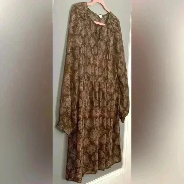 Sandy & Sid Snake Print Long Sleeve Women's Dress (448) - Image 4