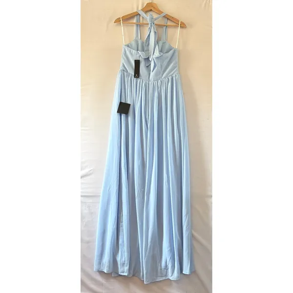 Lulus Light Blue Halter Maxi Dress Bow Sweetheart Formal Gown HD3816A Mens M - Image 2