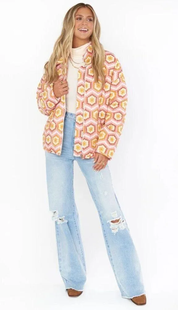 Show Me Your Mumu Powder Puffed Jacket Honeycomb Daisy Womens Size Medium - Image 2