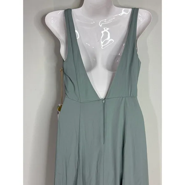 Show Me Your Mumu Jenn‎ Maxi Dress in Silver Sage Crisp Blue V Neck| XXS | NWT - Image 8