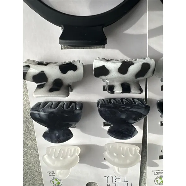 Time And‎ Tru Hair Claw Clip Lot of 2 Sets, 14 Total Black Clear White Lg Small - Image 3