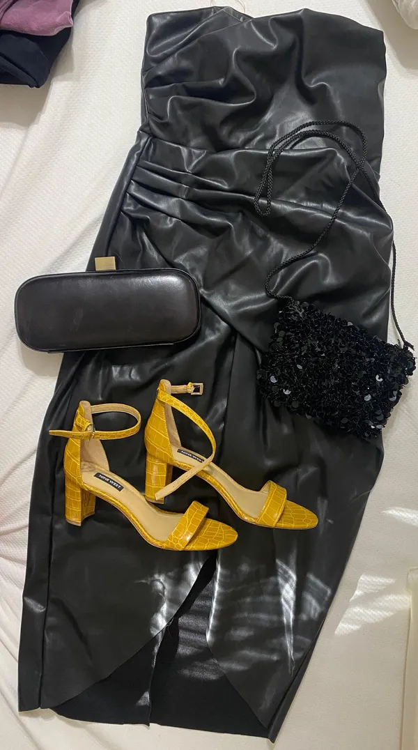 DO+BE Black Leather MIDI Dress - Image 3