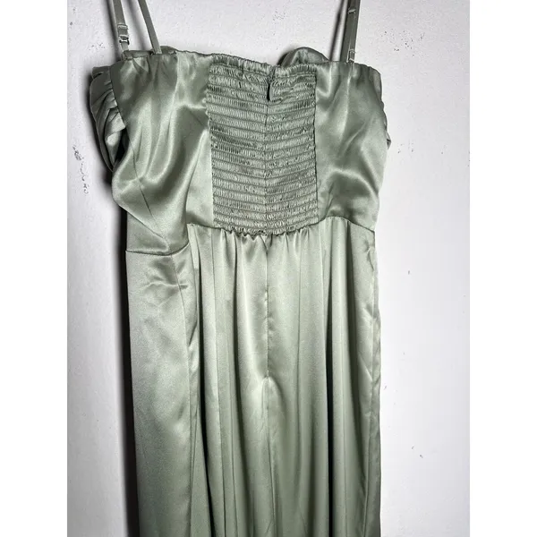 Reformation Hensley Satin Dress 4 Artichoke Green Midi NWT - Image 10