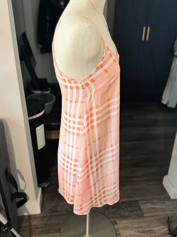LUSH Vintage Vibe Peach Plaid Cami Slip Dress Size Small - Image 7
