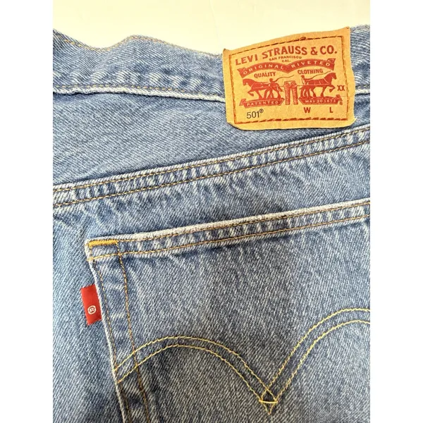 Levi's‎ 501 Original Womens Denim Short Distressed Raw Edge Blue Jean Size W33 - Image 12