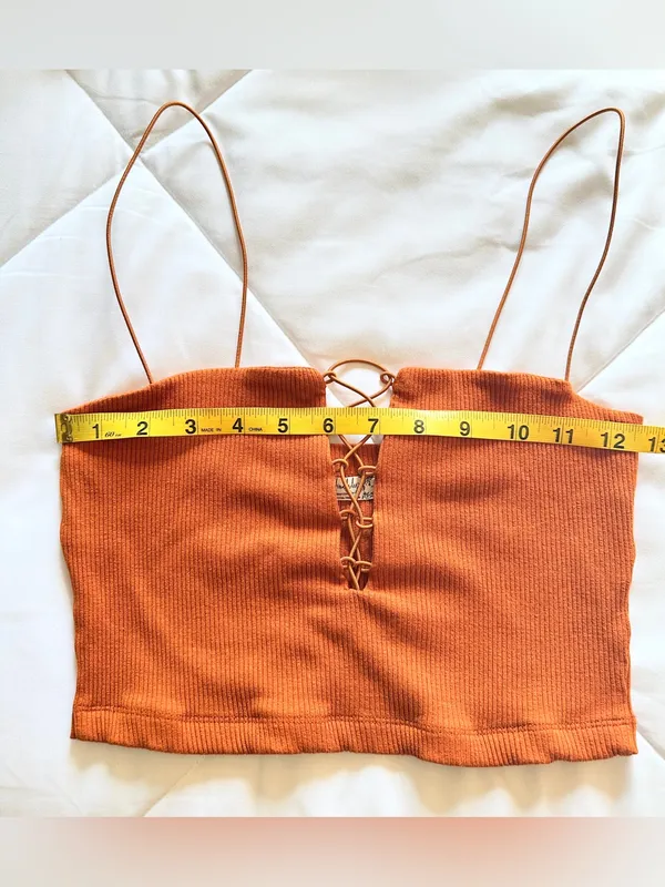 Intimately by Free People Lola Lace Up Crop Top – Copper – S - Image 7