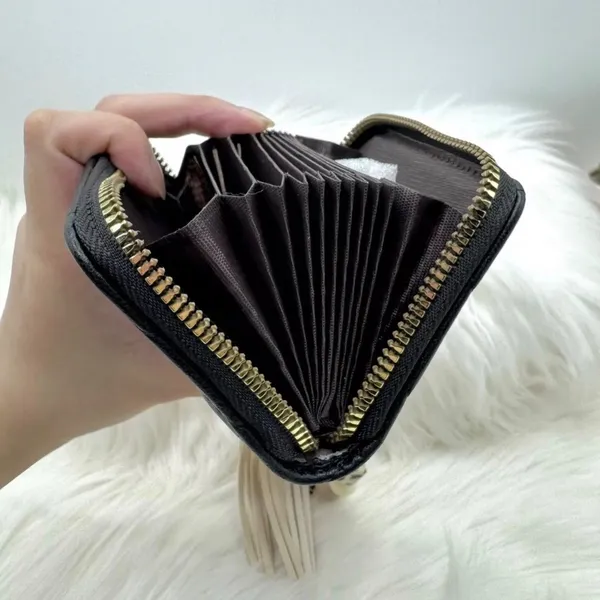 Black Quilted Faux Leather Zip Wallet - Image 2
