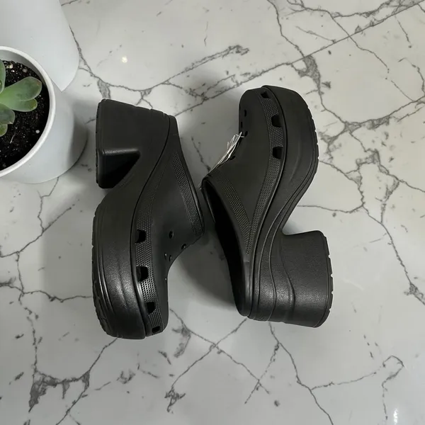 Crocs Siren Clog‎ Women Black Platform Block Heel Mule Sandals Size 12 - Image 9