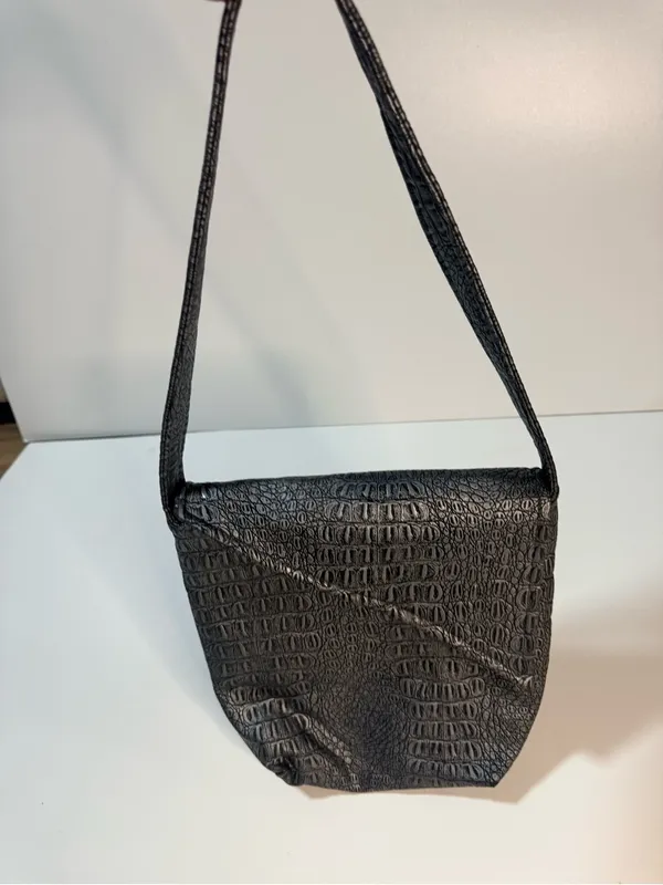 Black Crocodile Embossed Shoulder Bag Handbag - Image 3