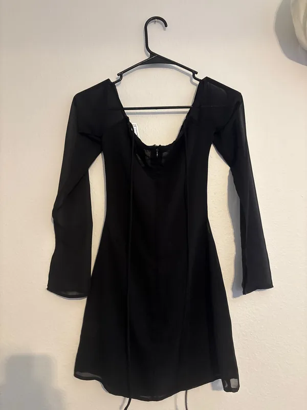 Princess Polly Black Mini Dress Long Sleeve 0 - Image 5
