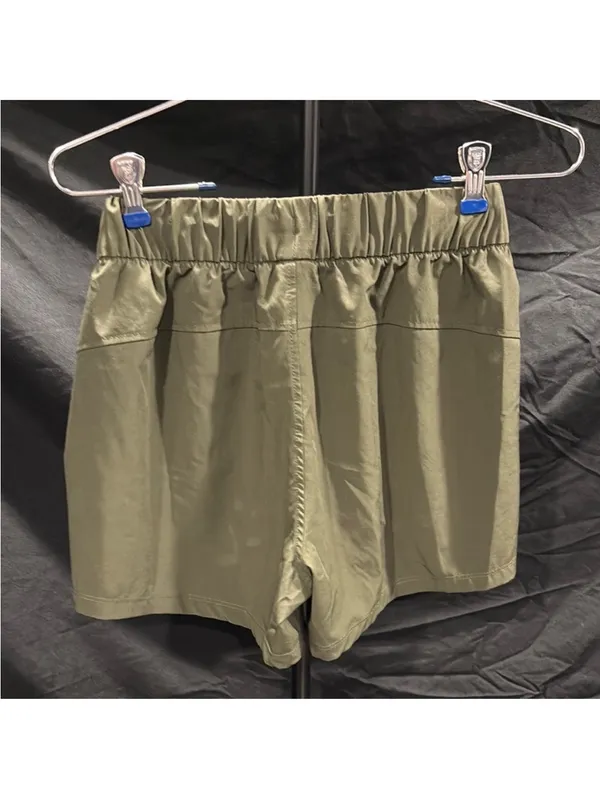 Avia Olive Green Elastic-Waist Drawstring Shorts - Image 3