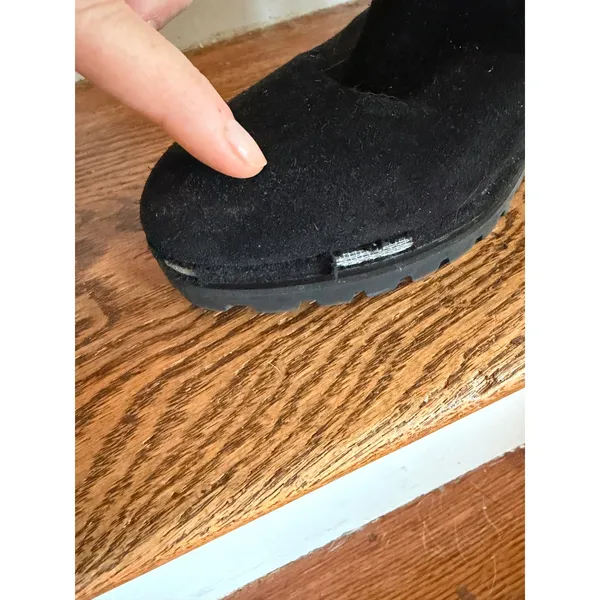 Tory Burch Black Suede Wedge Ankle Boots Gold Logo Lug Sole Womens 9.5‎ - Image 6