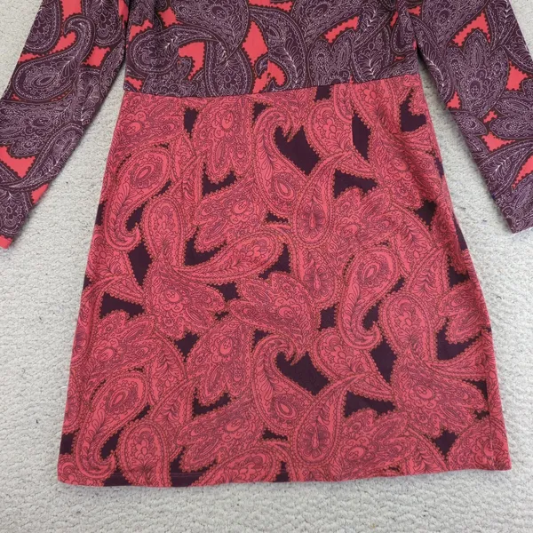 Boden Paisley Print Long Sleeve‎ Cotton Dress Womens 4 Casual - Image 6