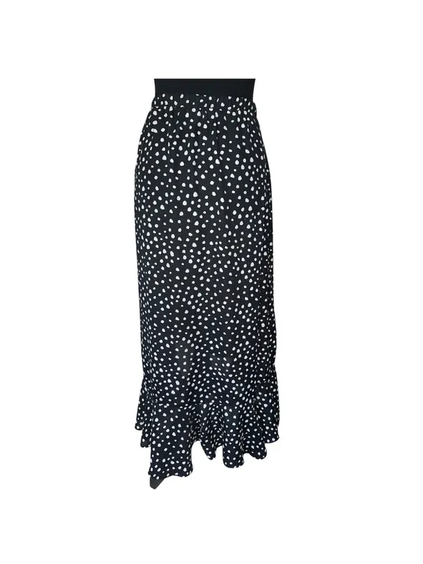 Max Studio Black and White Polka Dot High-Low Ruffle Skirt - Image 6