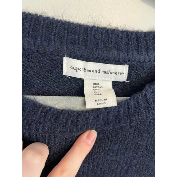 Cupcakes and Cashmere Navy Blue Dog Puppy Love Heart Embroidered Knit Sweater L - Image 4