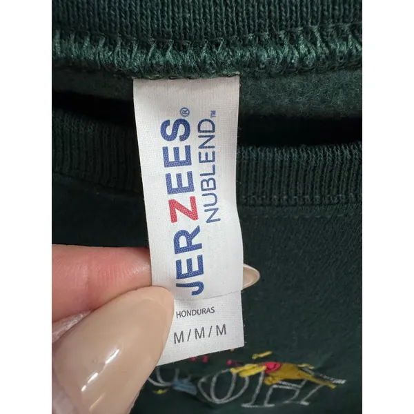 Vintage Winnie the Pooh Embroidered Green Sweatshirt Jerzees NuBlend M Grandma - Image 4
