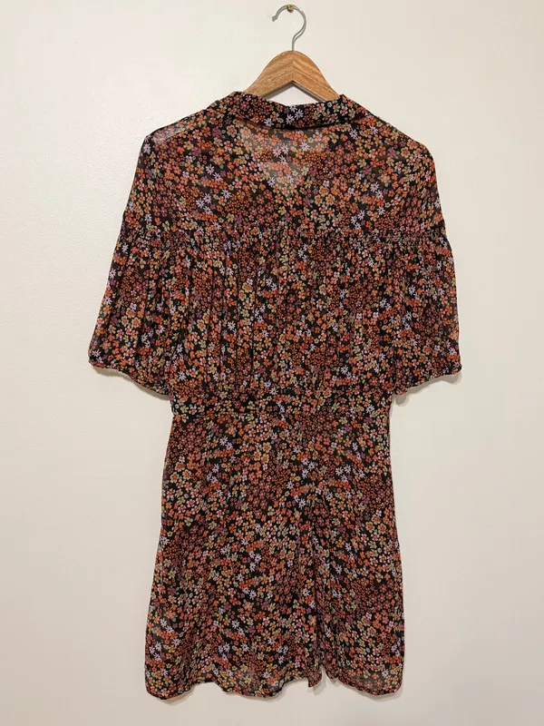 Free People Bonnie Mini Dress Size Large Floral Boho Dusk Combo - Image 7