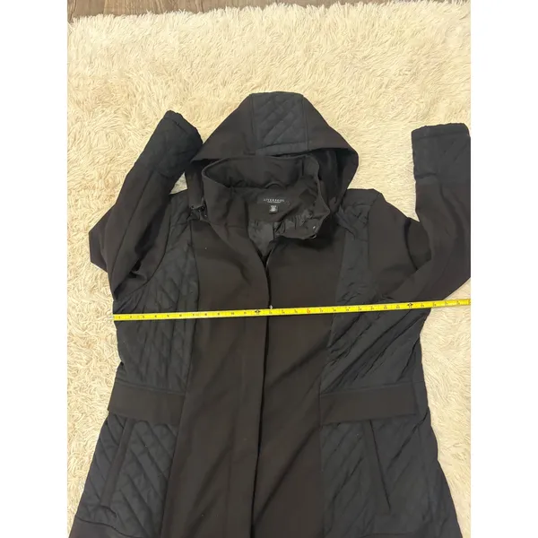 Liverpool Jeans Company Womens Black‎ Quilted Hooded Long Trench Coat Jacket - Image 9