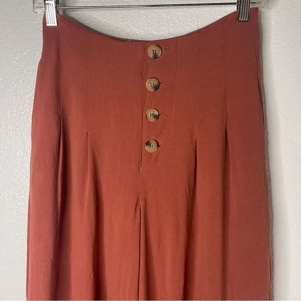 Fashion On Earth Small Boho Burnt Orange Cropped Wide Leg Pants - Image 5