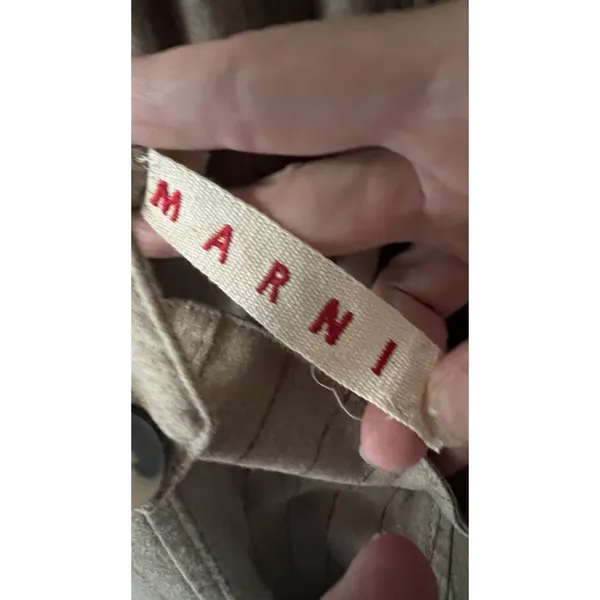 MARNI pinstripe Cargo Suspender Overall Sz 44 / 8 Pecan Vanilla Cashmere‎ Wool - Image 5