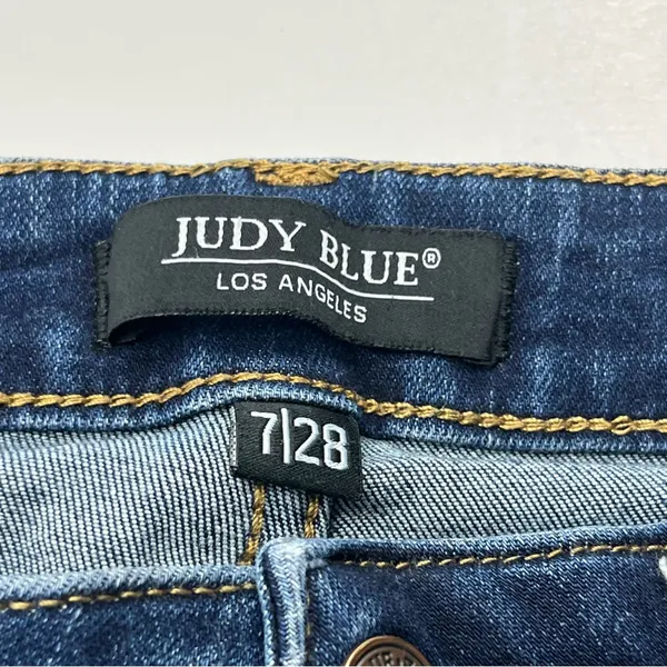 Judy Blue Middle Seam Stitch‎ Skinny Fit Women's Size 7 / 28 Blue Denim Jeans - Image 2