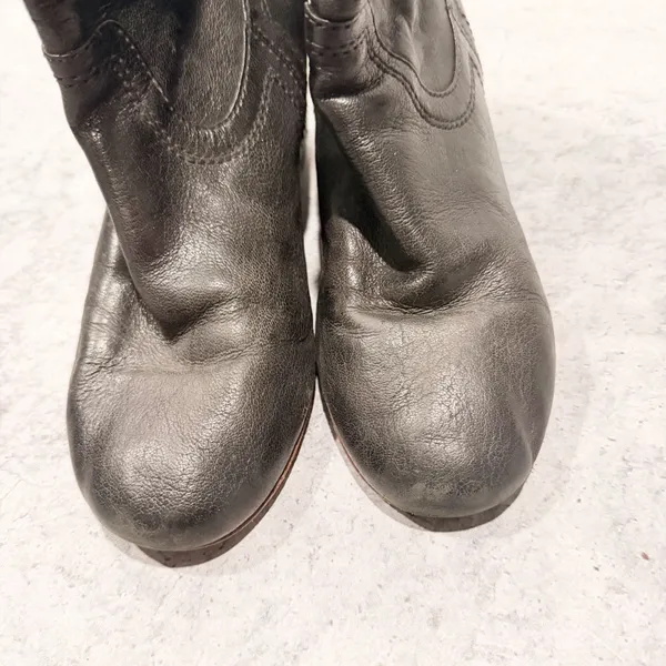 Frye Carson Womens Wedge Ankle Booties Leather Back Zip Black Women's 7.5 - Image 4