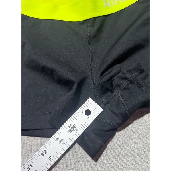 Nike Pro Women Small Black Neon Yellow 3 Inch Inseam Compression Shorts Athletic - Image 5