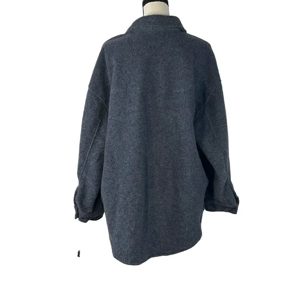 Black Tape Dex 2X-Large Fleece Jacket Button Up Long Sleeve Pockets Gray Womens - Image 3