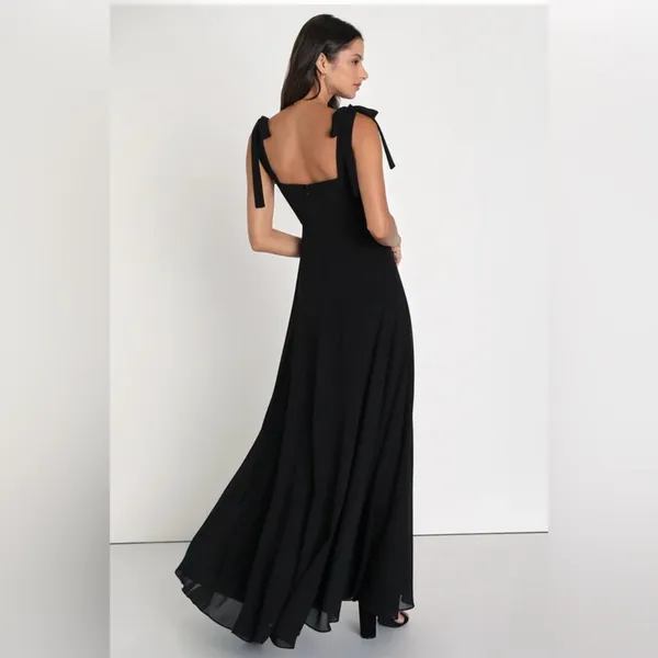 Lulu's Black Love Me Forever Tie-Strap Square Neck Maxi Dress - Image 4
