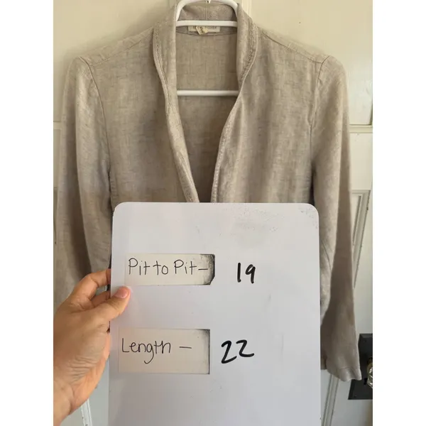 Eileen Fisher‎ beige linen blend one button blazer size xs - Image 9