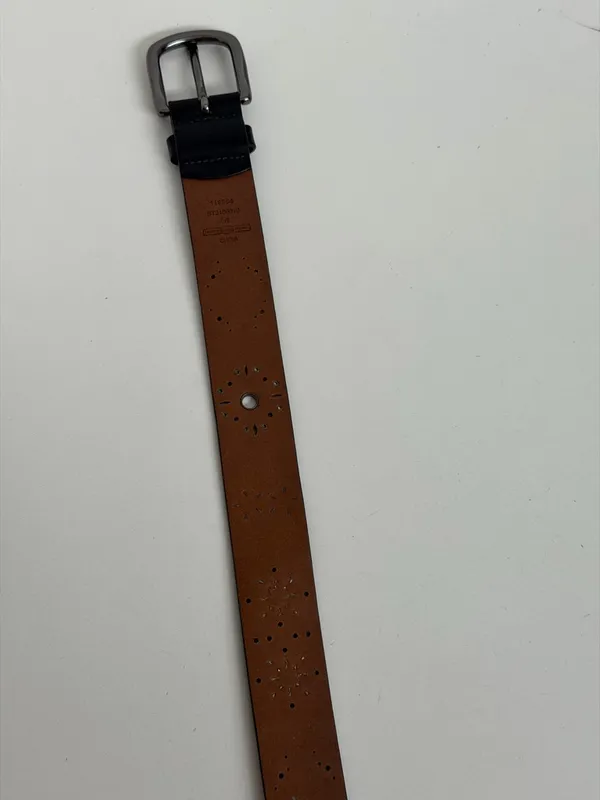 Y2K Fossil Belt Leather Studded Flower Black Brown Silver Gold Gunmetal Buckle - Image 5