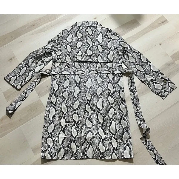Choosy NWT Large Faux Snakeskin Leather Trench Coat Jacket Exotic Vintage 90s - Image 7