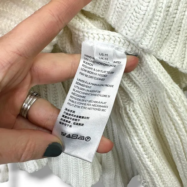 Free People Layer Cake Cable Knit Cream Tiered Ruffle Chunky Sweater Medium - Image 13
