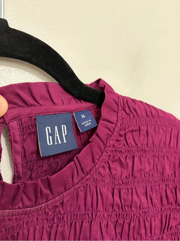 NEW GAP Smocked Ruffle Sleeve Mini Dress in Huckleberry - Size XL - Image 5