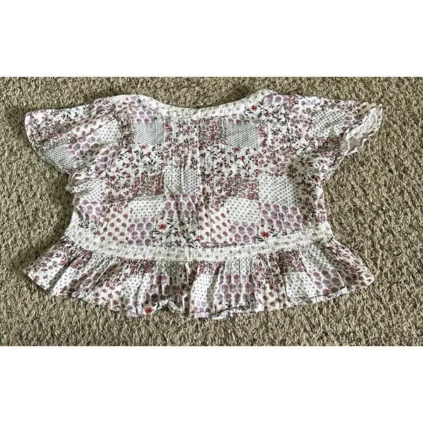 American Eagle Outfitters Women's floral boho patchwork cropped top size large‎ - Image 6