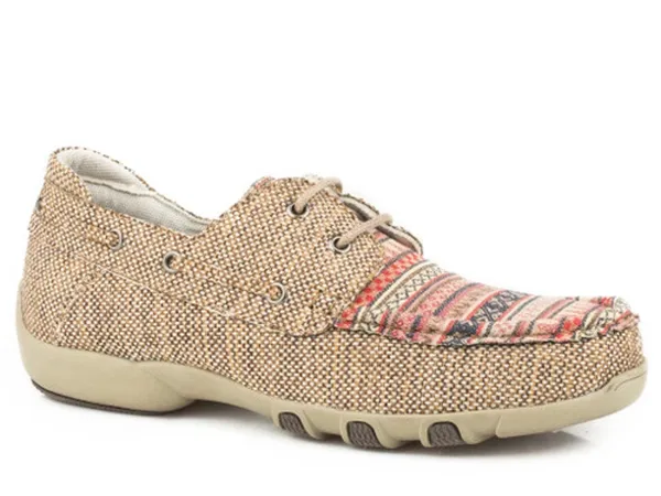 Roper Driving Moccasin Fair Isle Aztec Lace Up Round Toe Leather Tan 5.5 - Image 2