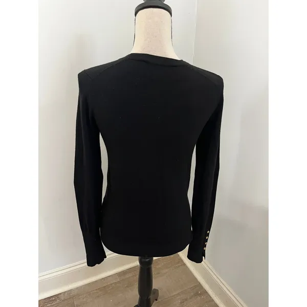Zara Black Crew Neck Sweater Small Pullover Office Chic Minimalist Preppy Basic - Image 4
