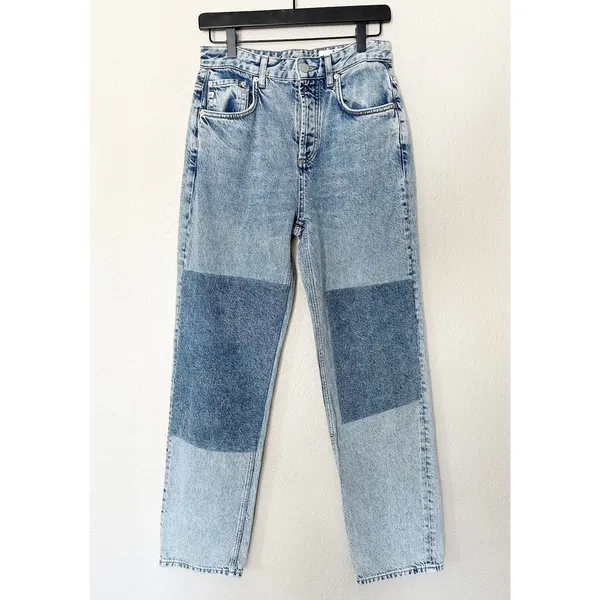 AG Adriano Goldschmied Patchwork‎ Straight Leg Jeans Light Wash Womens Size 25 - Image 2