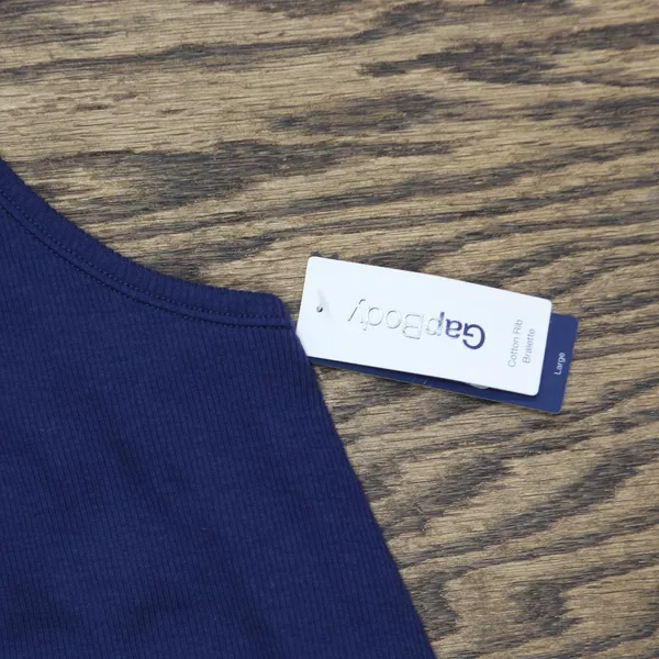 NWT Gap Body Logo Comfort Square-Neck Knit Bralette GPW01052 Elysian Blue L - Image 4