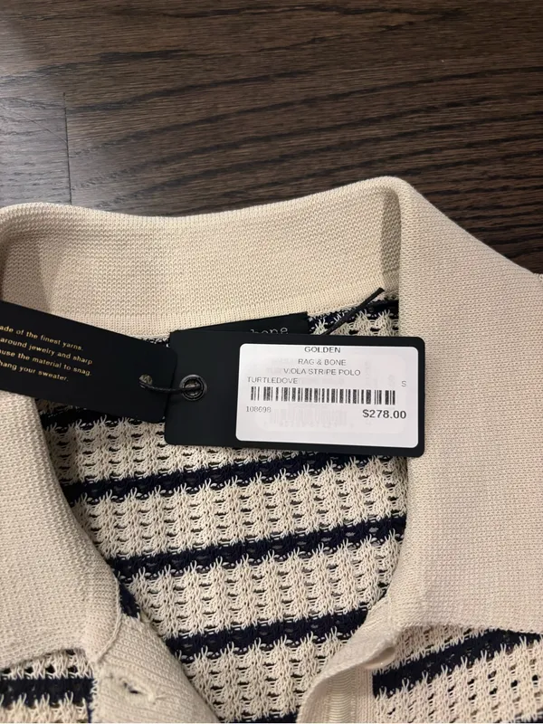 Rag & Bone Viola stripe polo in turtledove - Image 4