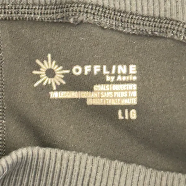 393 | OFFLINE by Aerie Goals Women Large High Rise Ribbed 7/8 Leggings Black‎ - Image 3