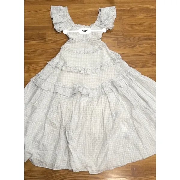 Needle & Thread Blue White Broderie Anglaise Cotton Maxi Dress XS - Image 6