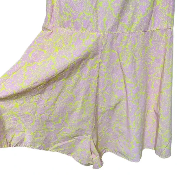Anthropologie Lilka Saffron Romper Culottes Tie‎ Back Floral Pink Yellow Small - Image 6