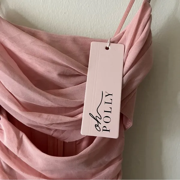 Oh Polly CORSICA Embellished Strap Cut Out Midi Dress in Rose size 0 - Image 6