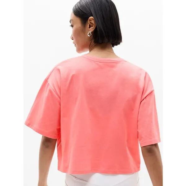 Athleta S True Cotton Crop Tee Mimosa Pink Small - Image 2