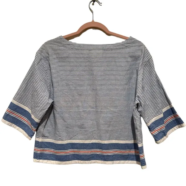 Anthropologie MAEVE NAUTICAL SULLIVAN BLUE WHITE STRIPED BOXY OVERSIZED TOP S - Image 4