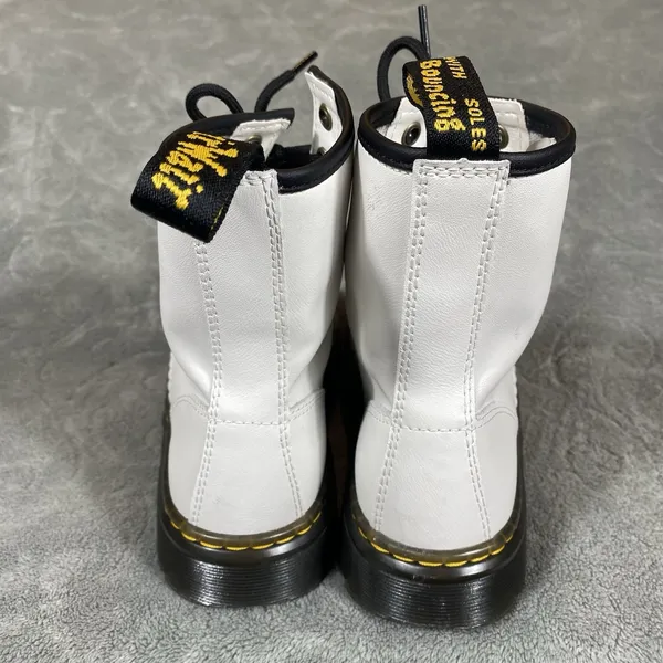 Dr. Martens White Leather Zavala Combat Boots Women 5‎ Lace Bouncing Soles - Image 4