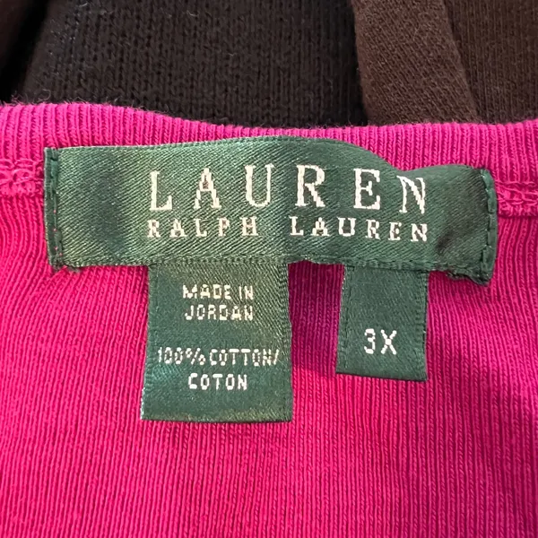 1369 | Lauren Ralph Lauren Cotton Rib Knit 3/4 Sleeve Top‎ Pink Women 3X - Image 5